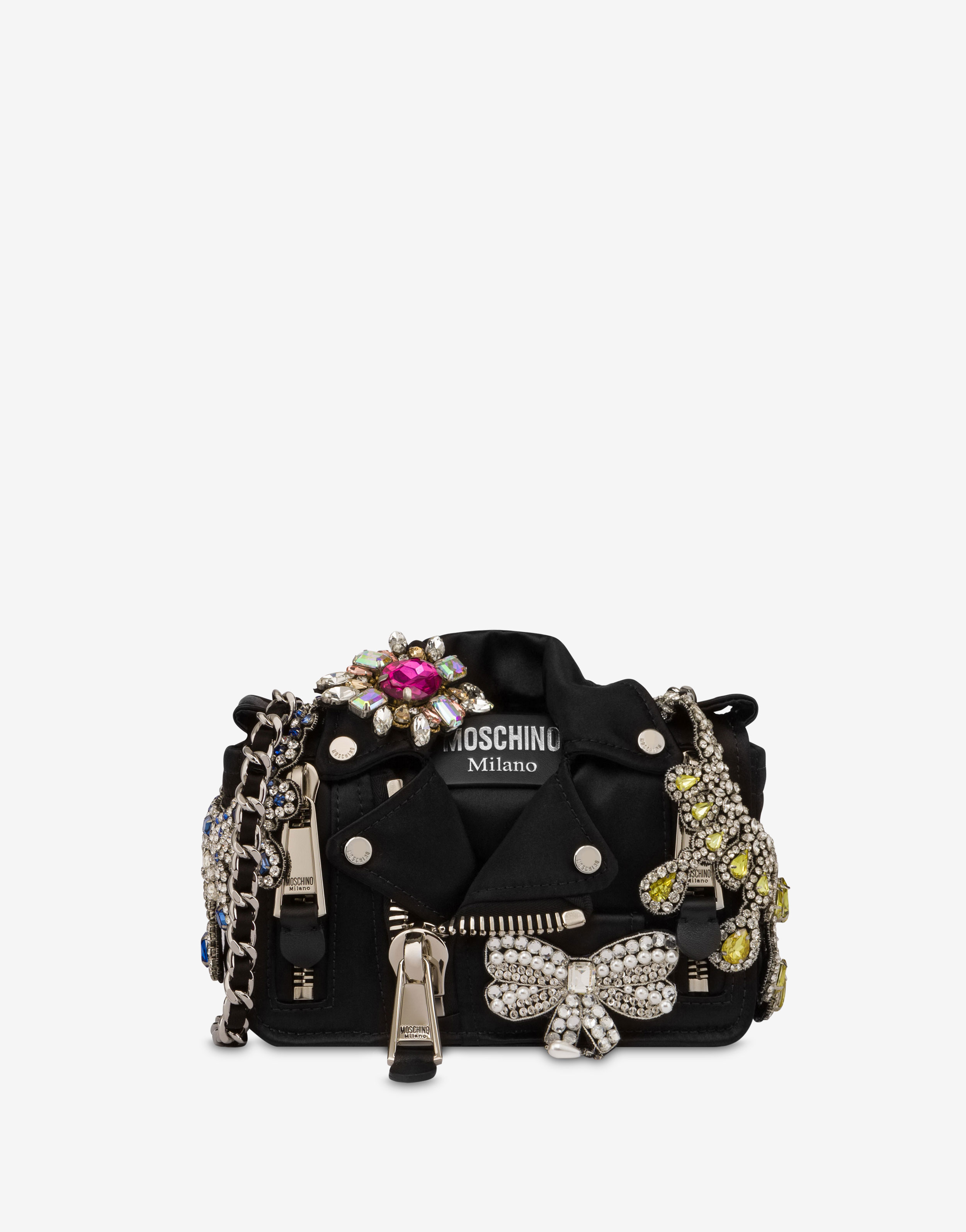 Moschino Black Lace Red Satin Heart Bag