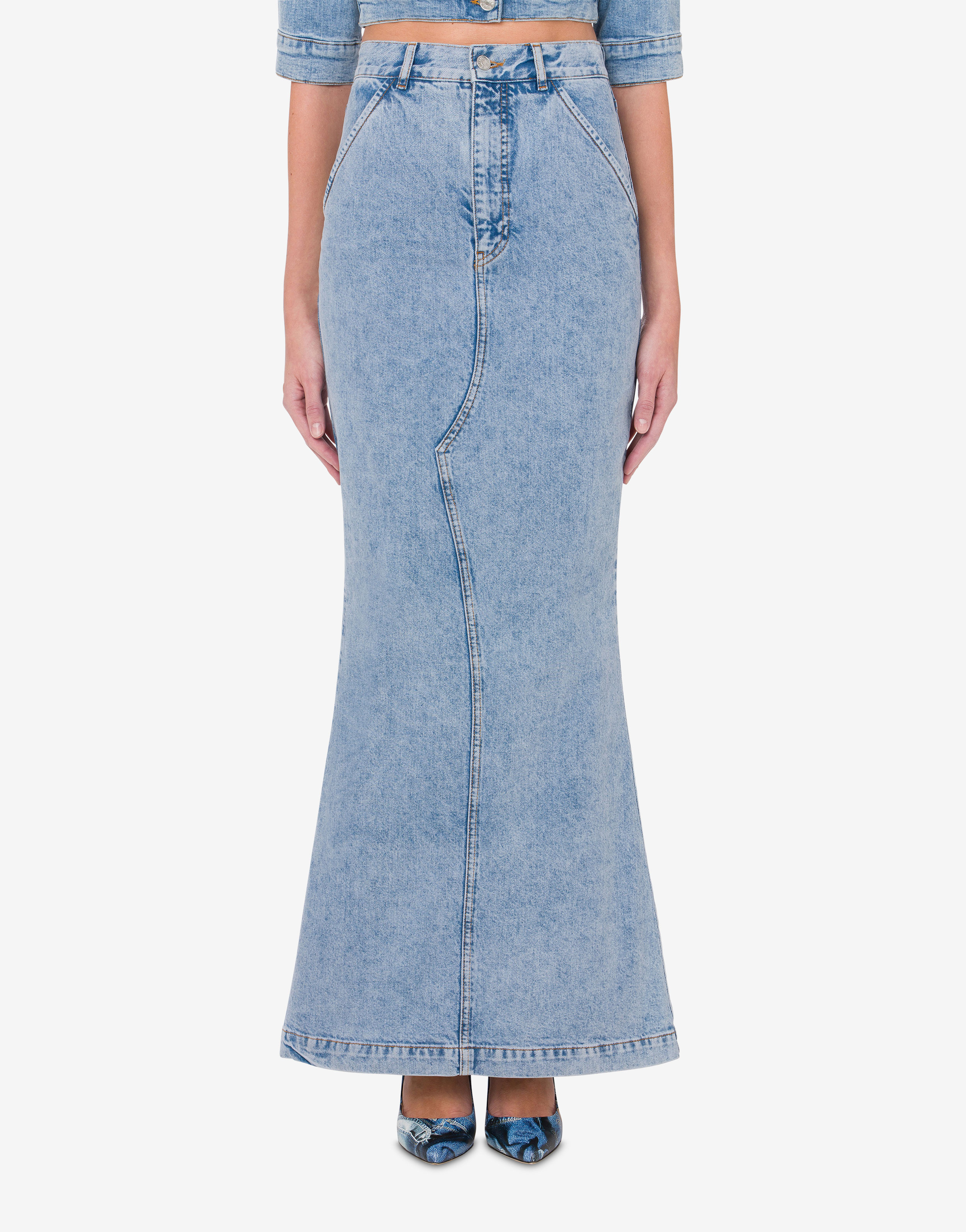 Recycled denim long | Official skirt Moschino Store