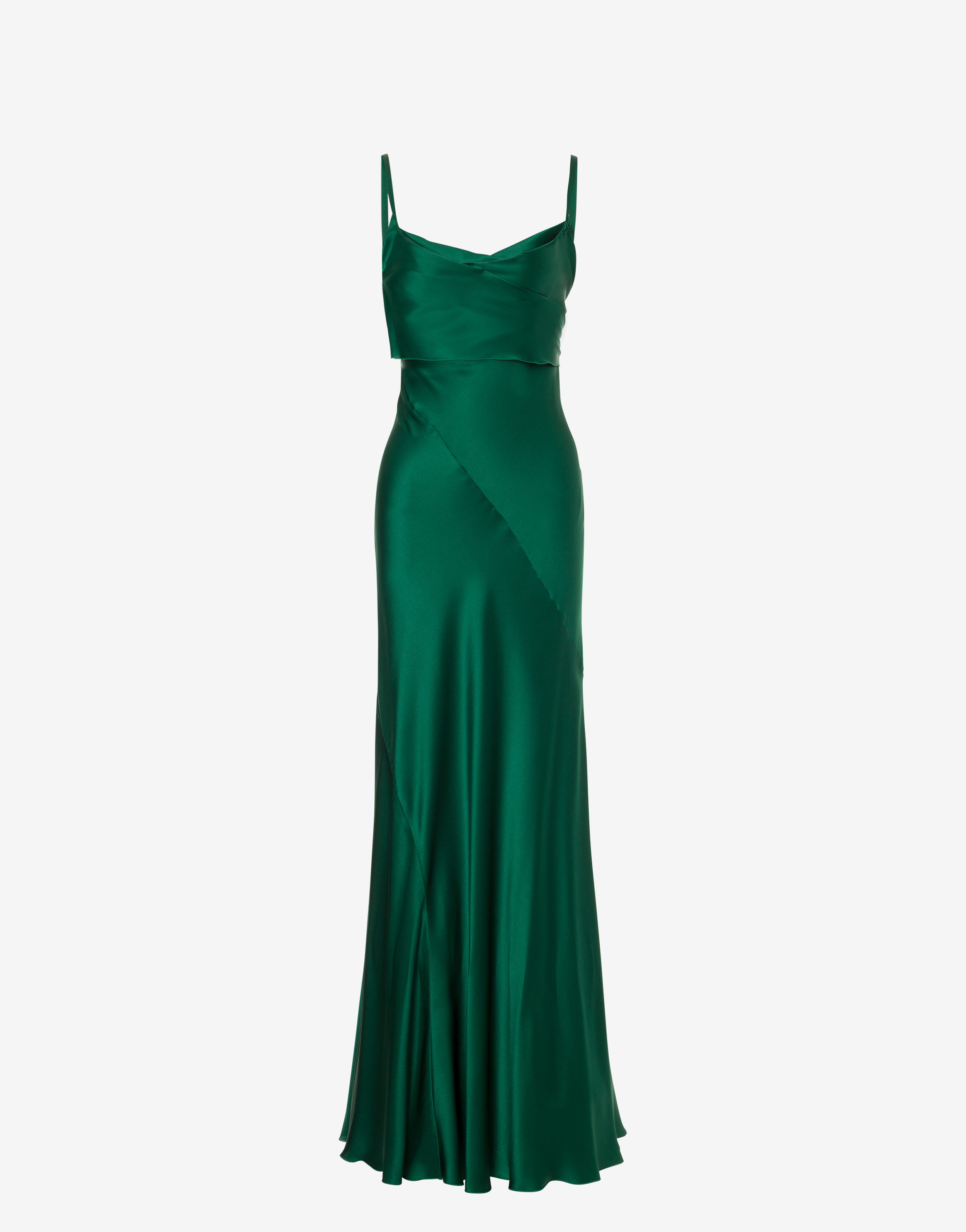 Green color Poly satin fabric for Women's Gowns