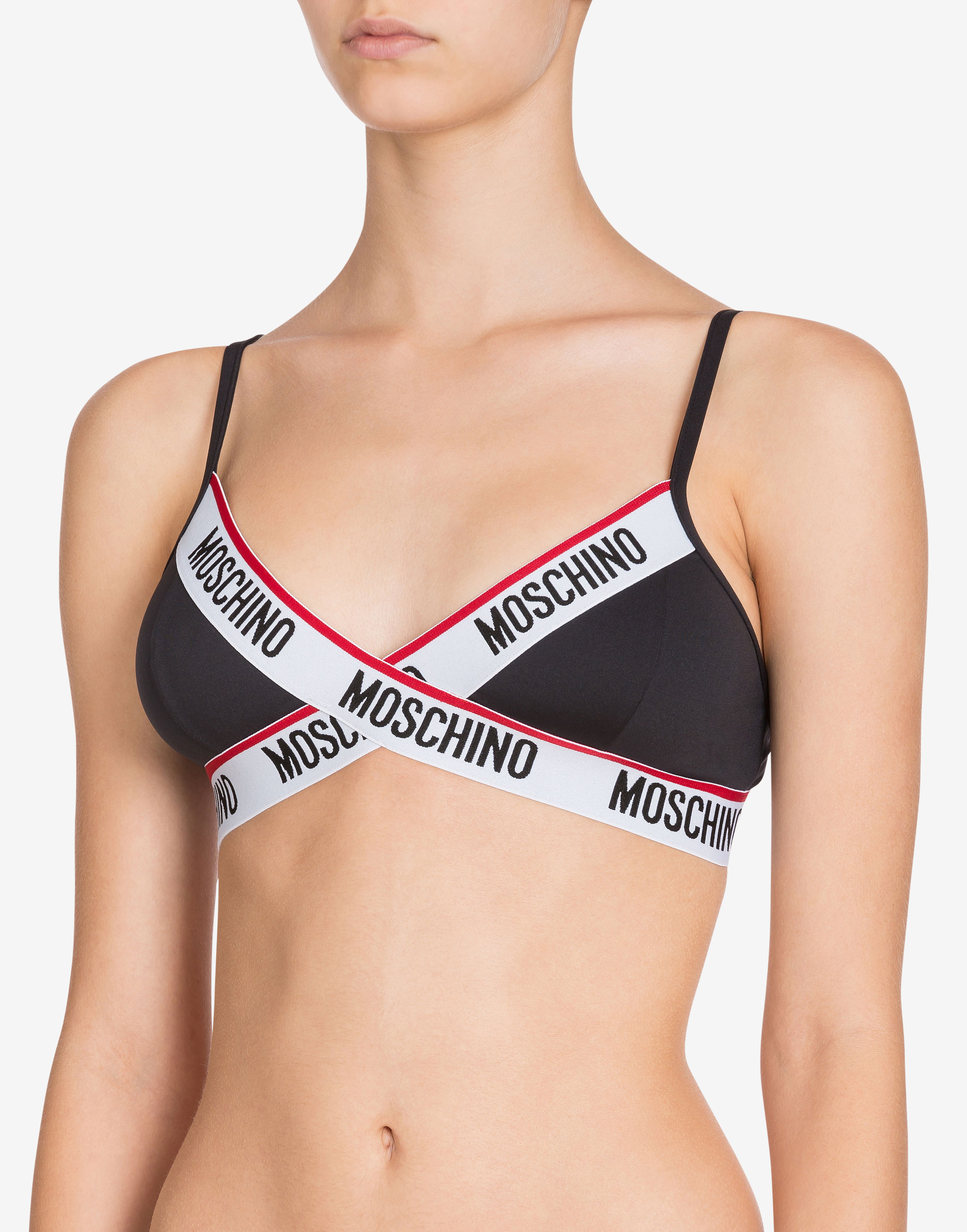 Moschino Logo-tape Sports Bra in Gray