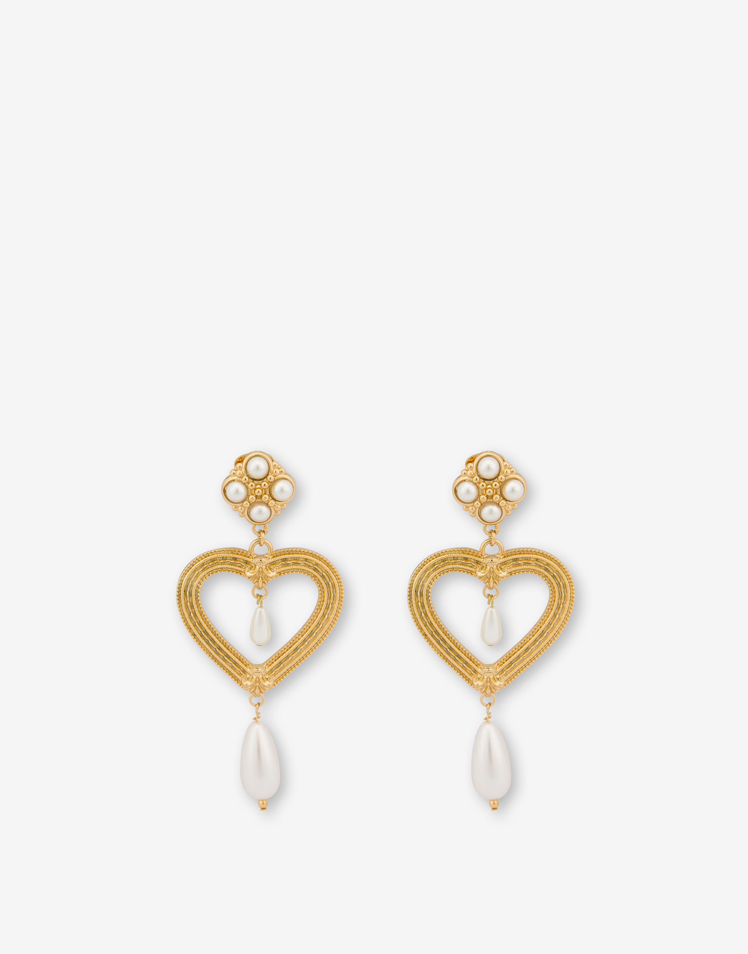 Moschino Gold Heart Lock Earrings