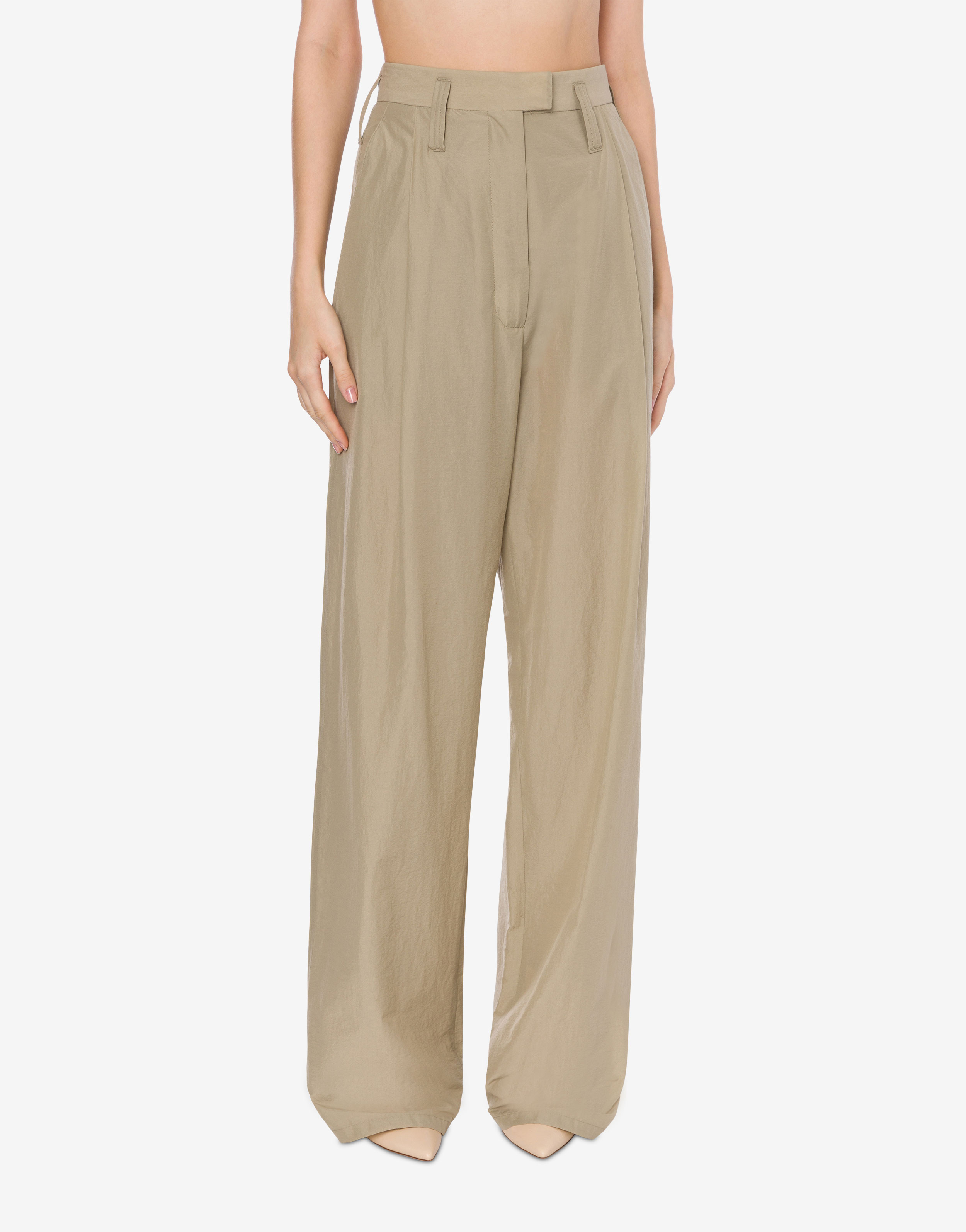 Nylon low-waisted trousers