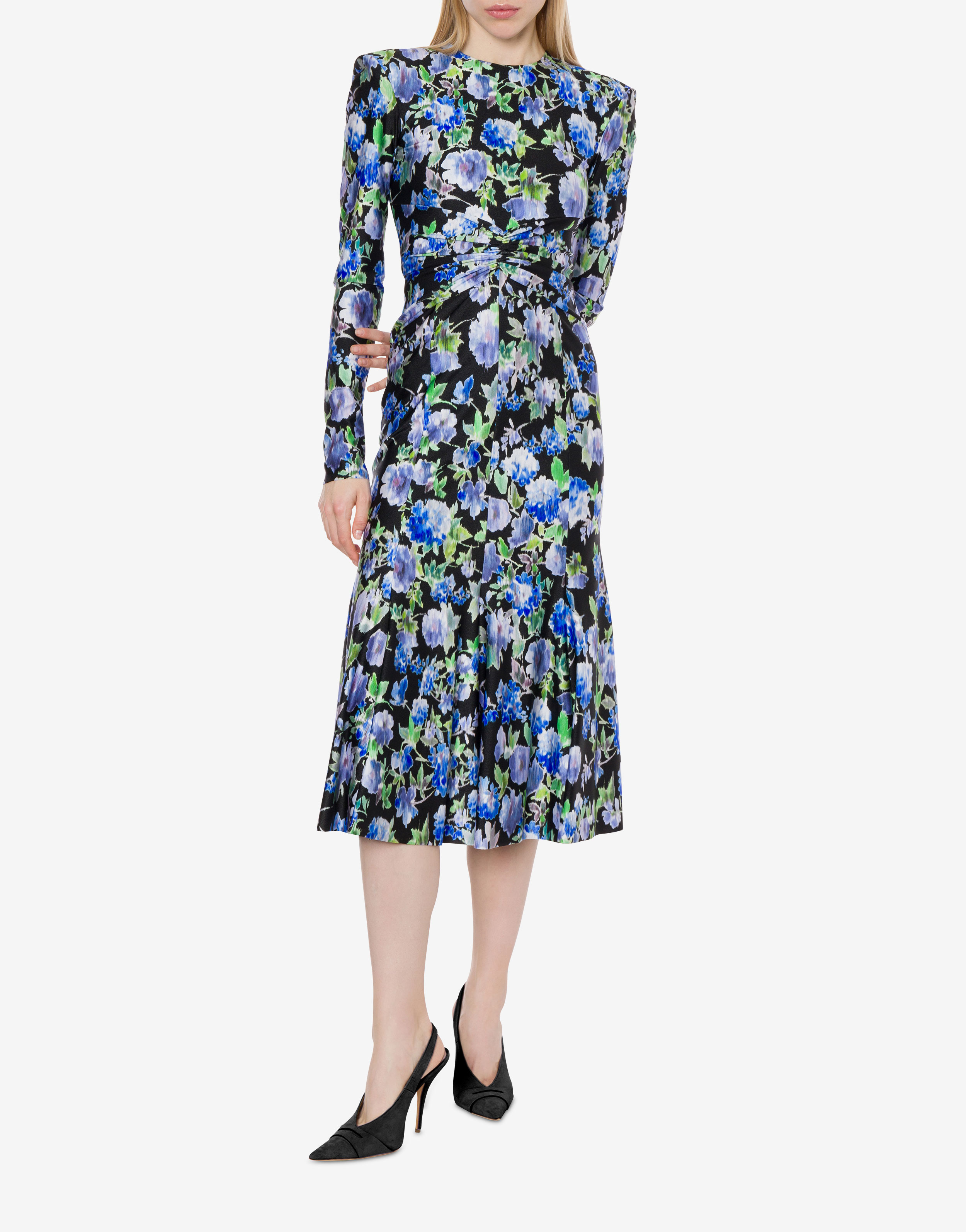 Longuette dress with floral print