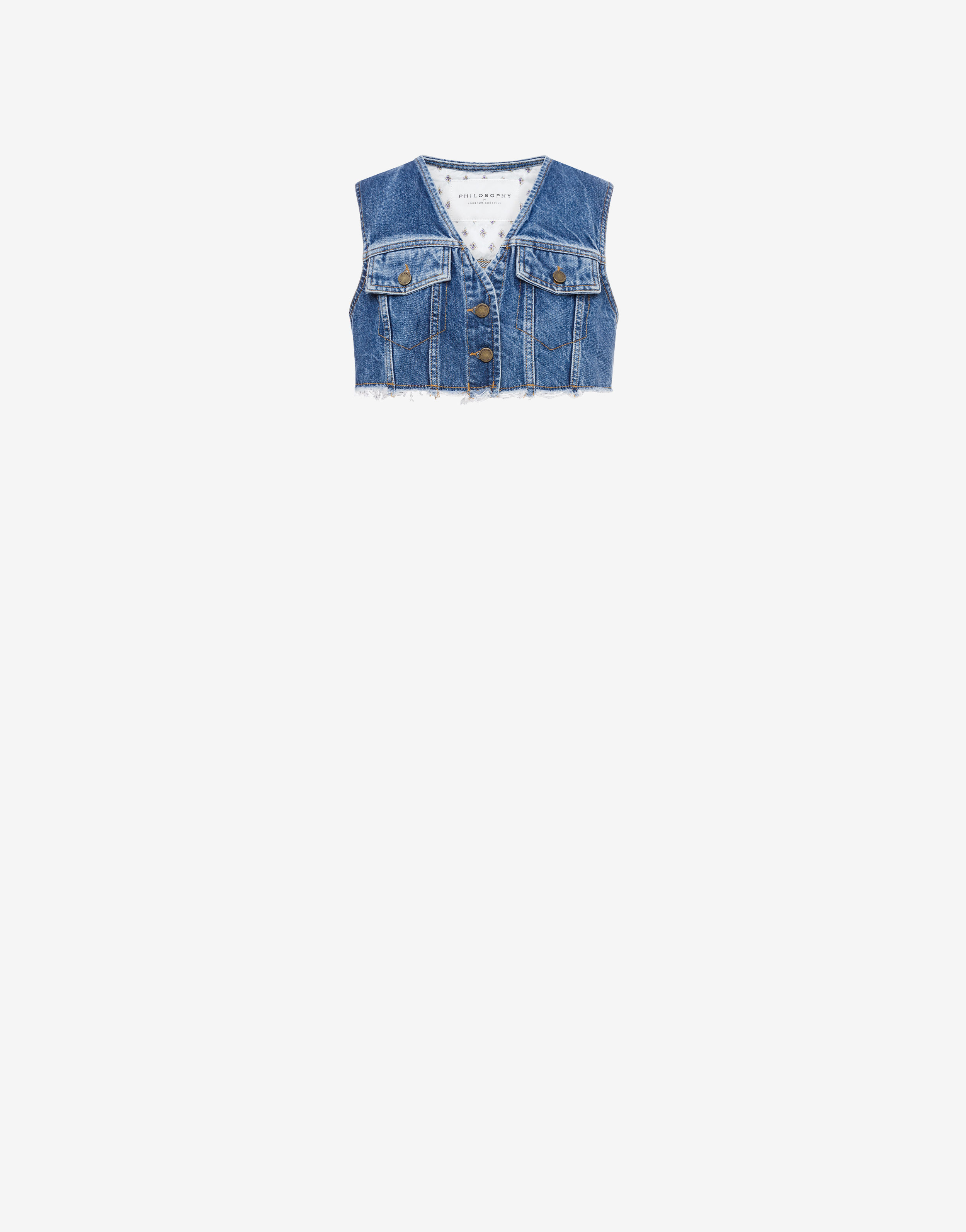 Philosophy Di Lorenzo Serafini Gilet crop in denim