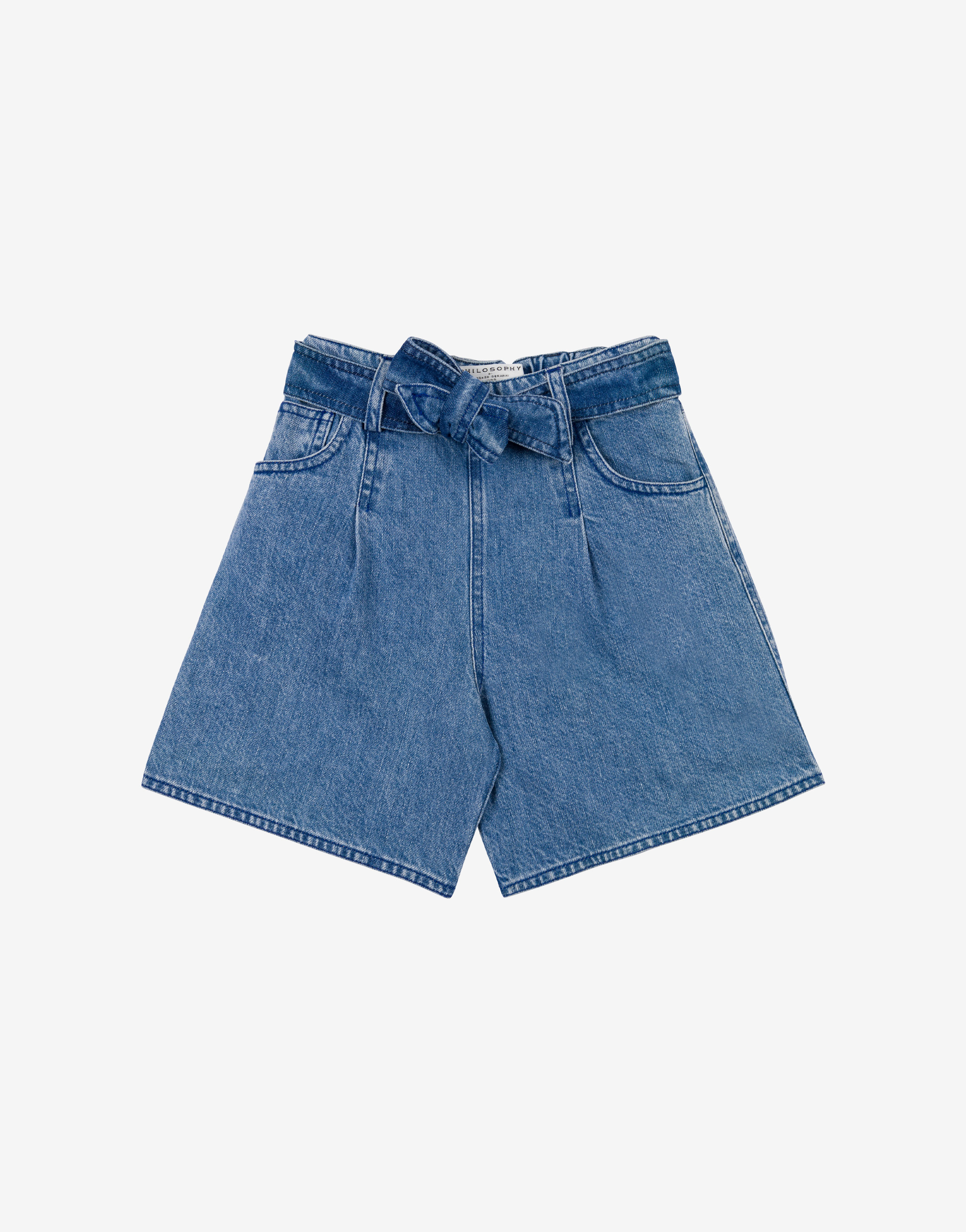 Philosophy Di Lorenzo Serafini Kids short in denim con patch 'doppia P'