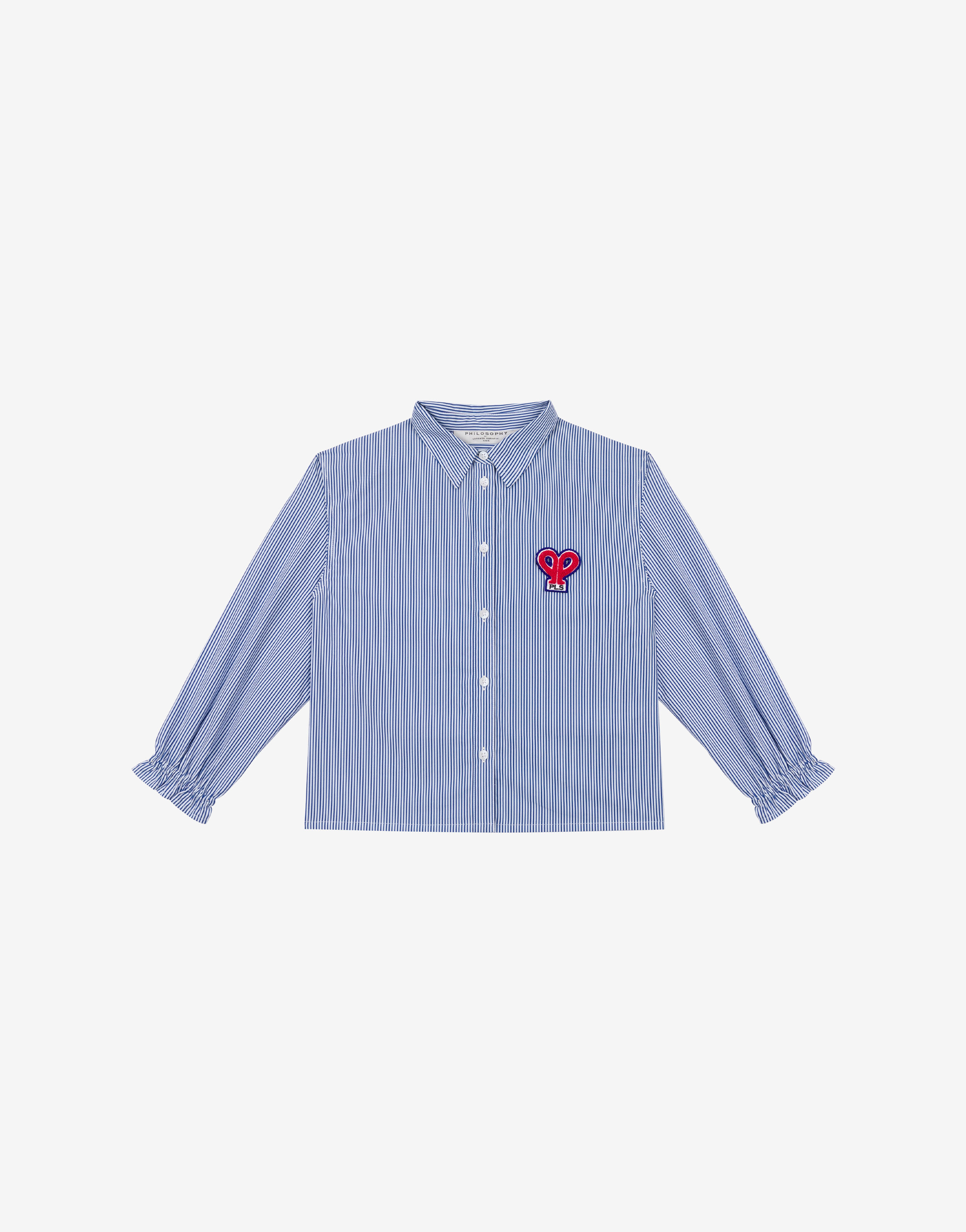 Philosophy Di Lorenzo Serafini Kids camicia in popeline rigato con patch 'doppia P'