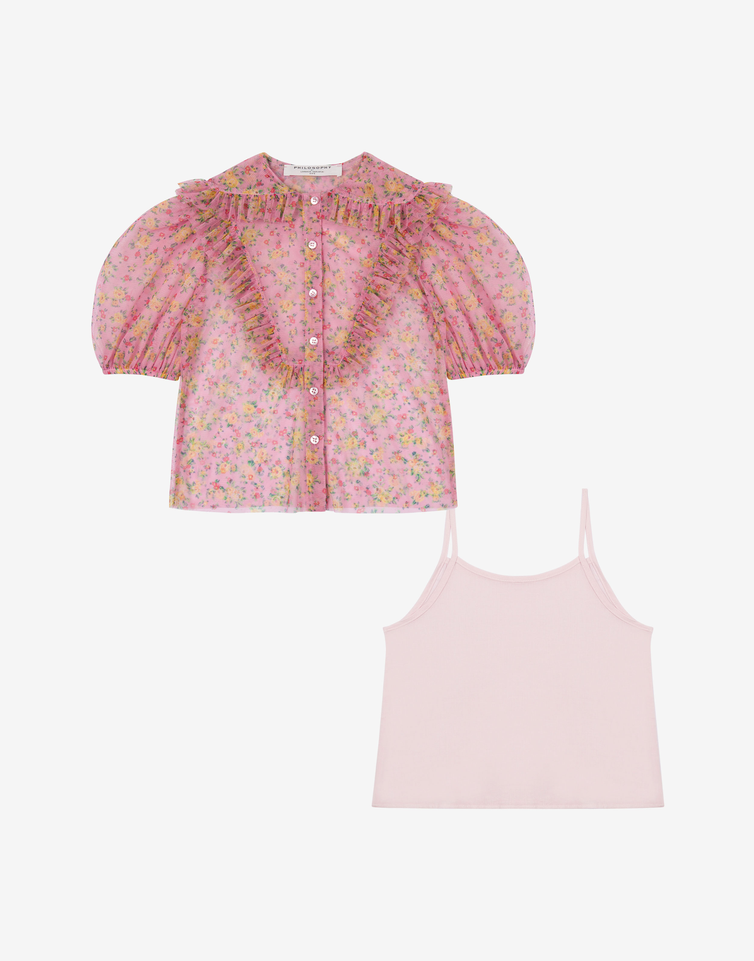 Philosophy Di Lorenzo Serafini Kids camicia in tulle con stampa fiori