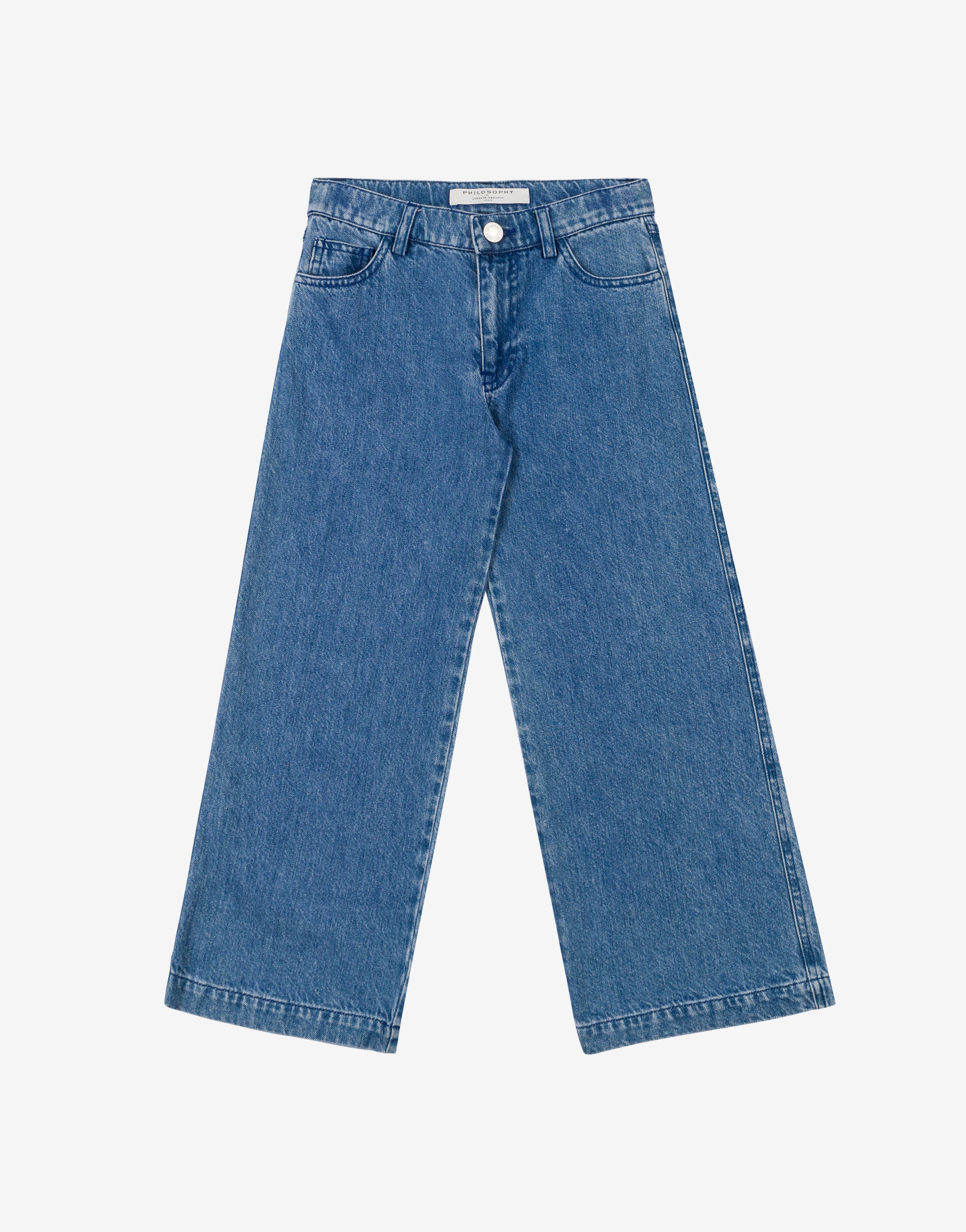 Philosophy Di Lorenzo Serafini Kids pantalone in denim con patch 'doppia P'