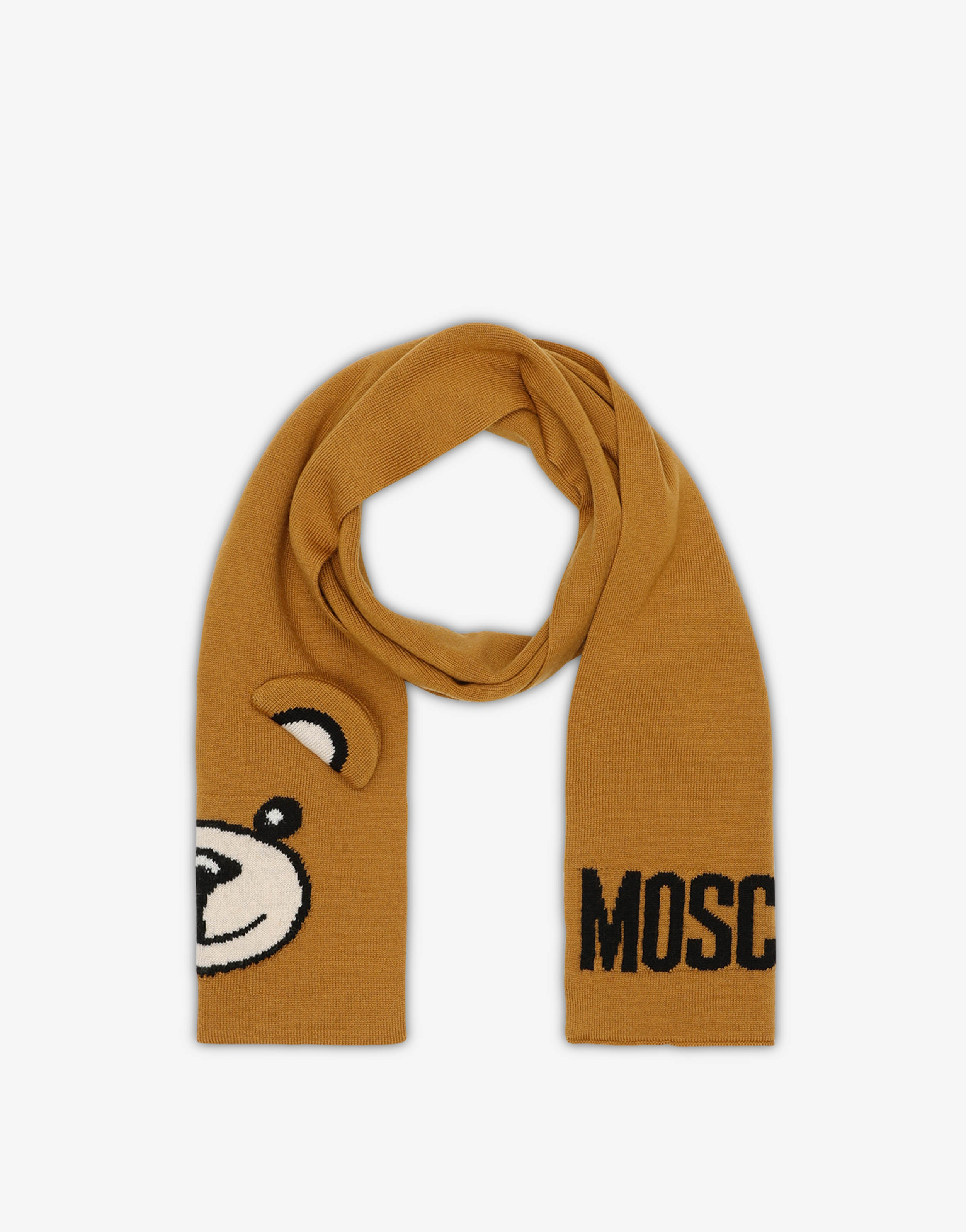 Moschino teddy logo scarf in red