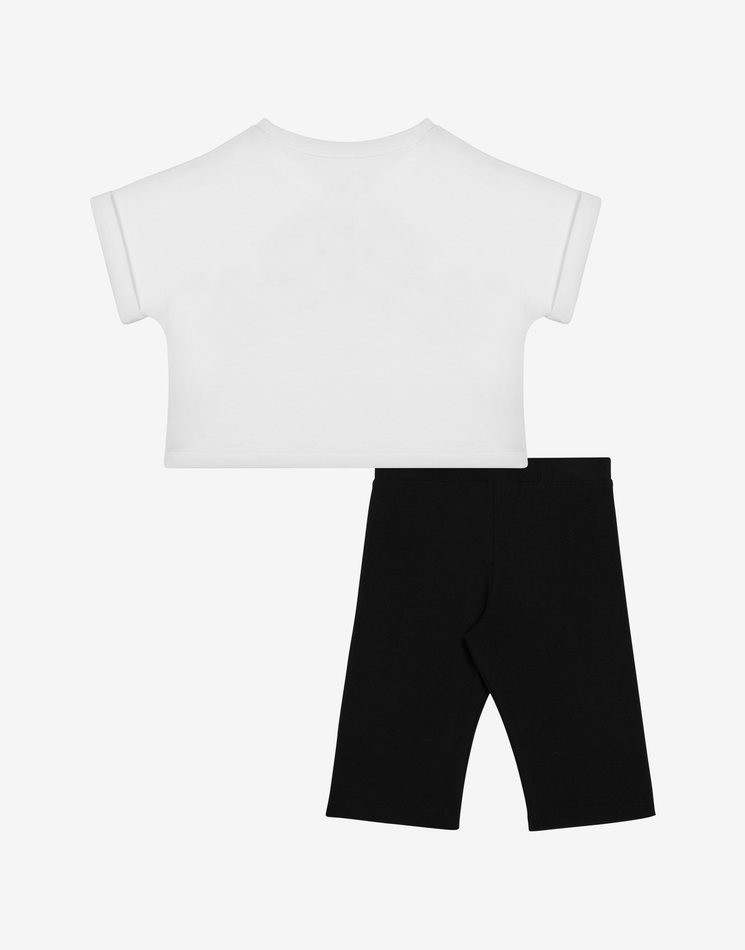 Moschino Girls Teddy Logo Cycling Shorts Set - Black White.