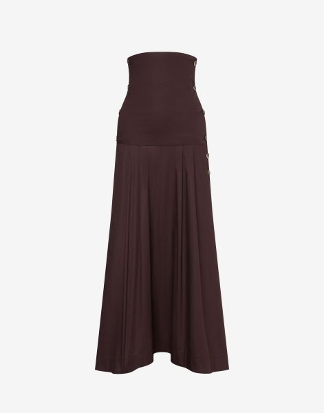 Longuette skirt in stretch cotton