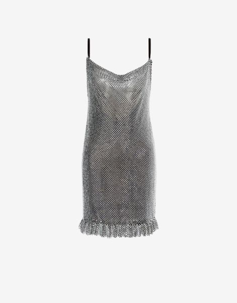 Minidress in mesh with rhinestones
