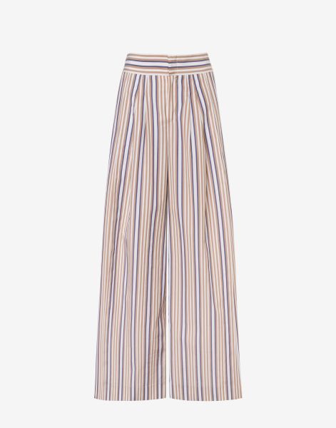 Oversized trousers in striped poplin