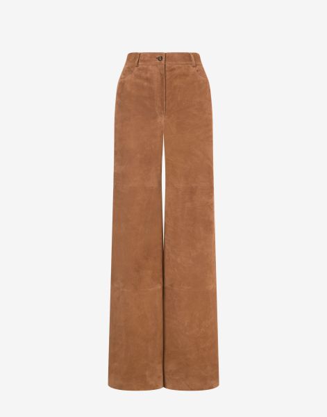 Wide-leg suede trousers