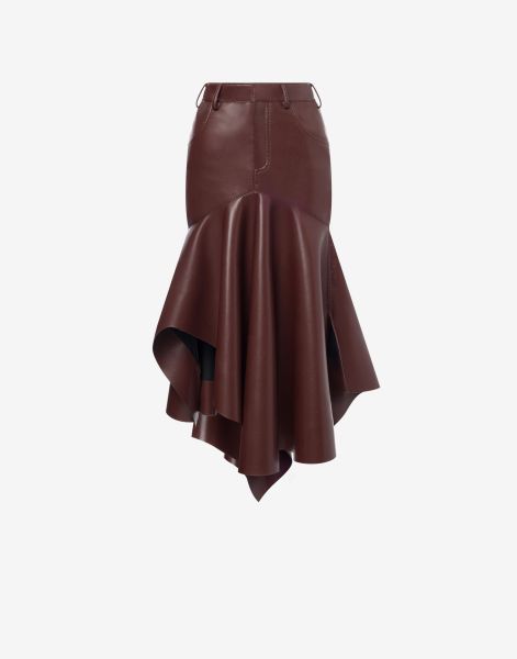 Skirt in coated fabric with flounce