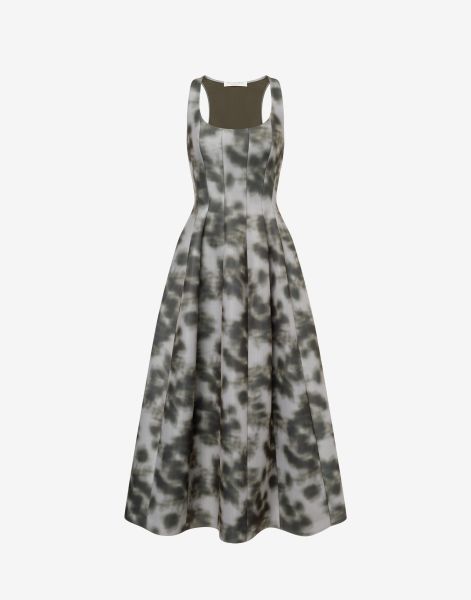 Printed light scuba longuette dress