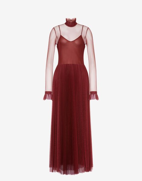 Robe longue en tulle plissé