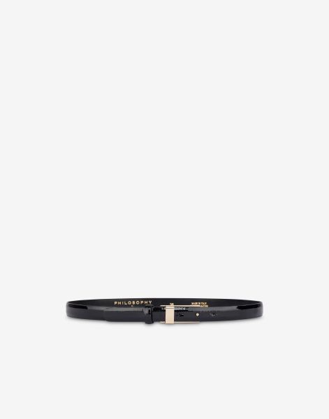 Ceinture taille haute en cuir verni