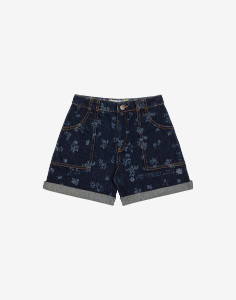 All-over Flowers kids' denim shorts