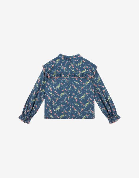 Kids' cotton shirt with all-over flowers