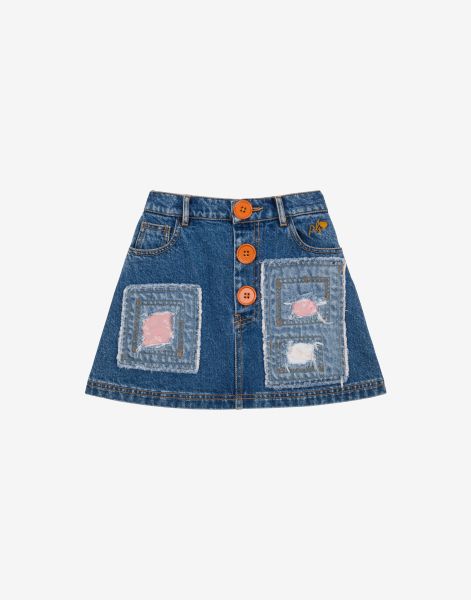 Kids' denim skirt with patch