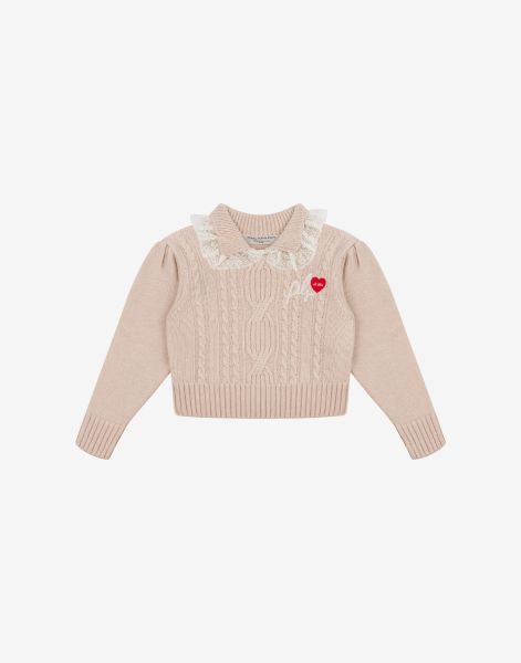 Kids' sweater with lace ruffles